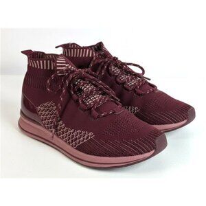 Aldo Knit Sock Sneakers Womens Size 10 Burgundy High Top Lace Up Shoes